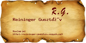 Reininger Gusztáv névjegykártya